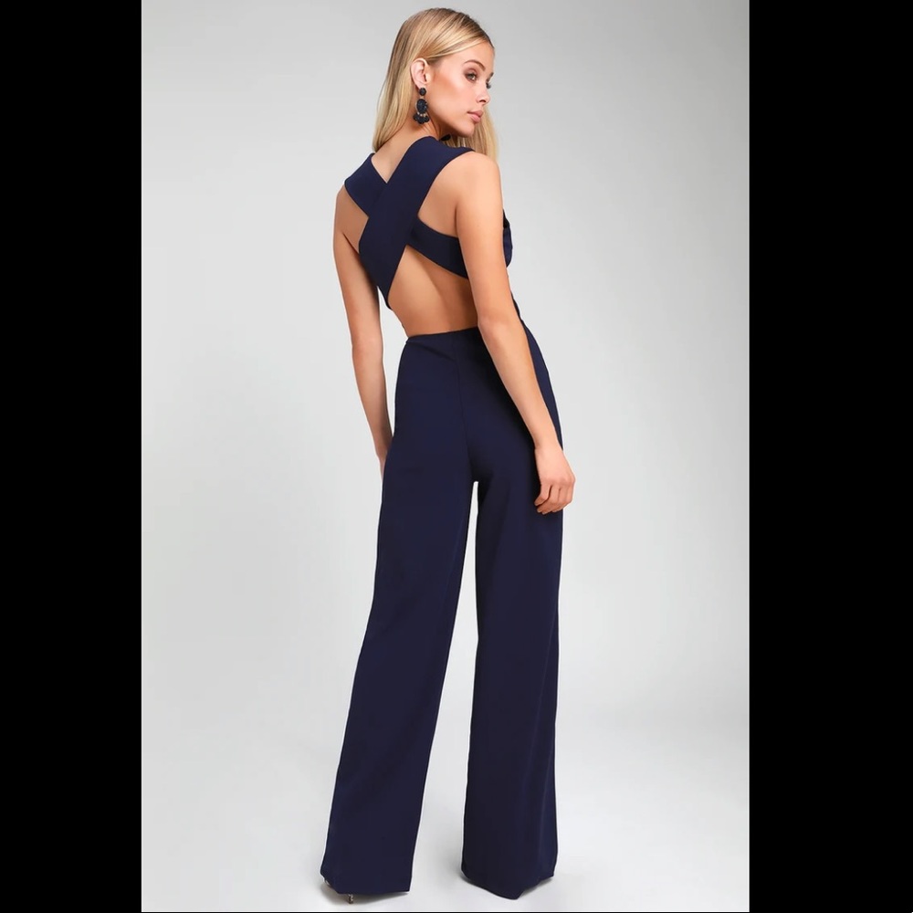 Lulu’s Thinking Out Loud Jumpsuit in Navy XL NWT
